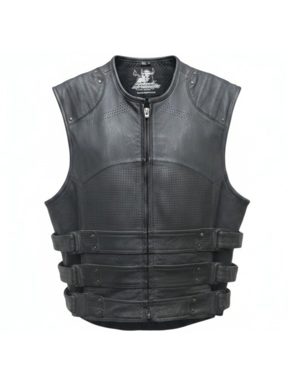 Speed & Strength Motorcycle Full-Zip Black Armored Genuine Leather Vest Size XL